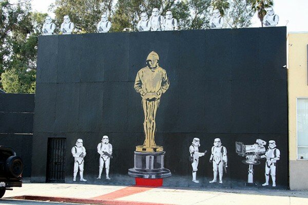 Banksy Oscar stormtrooper 003 600x400 Banksys request to attend Oscars incognito denied